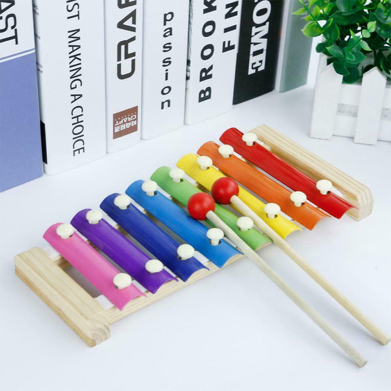 Small Wooden 8 Scales Octave Xylophone Percussion Instrument Education Toys A