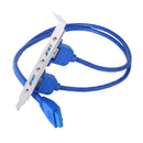 Dual 2 Ports USB 3.0 Back Panel to 20pin Header Cable with PCI Bracket 50cm