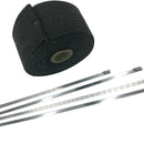 5m*5cm Black High Temp Exhaust Magma Manifold Heat Wrap & 4 Stainless Steel Ties