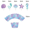 20pcs Mermaid Cake Border Baby Shower Wedding Cake Topper Decorations Wrapper FT