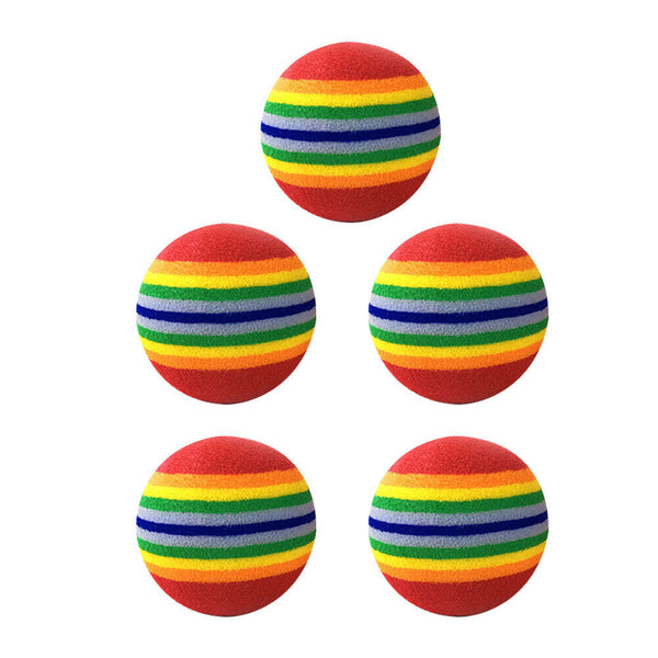 Pet Chewing Toys for Small Cat Dog EVA Scratching Rainbow Ball (5pcs L) A#S