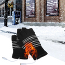 Unisex 5V 1 Pair Winter Knitted USB Electric Heat Thermal Gloves Black & White