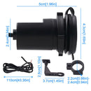 12V Black Motorcycle Mobile Phone USB Charger Power Adaptor Socket Waterproof