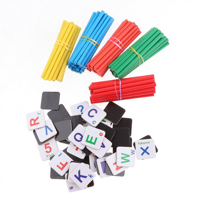Wooden Counting Toys Math Counting Sticks Number & Alphabet Blocks Preschool