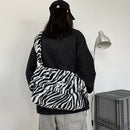 Autumn Zebra Pattern Shoulder Crossbody Bag Women Plush Large Capacity Tote