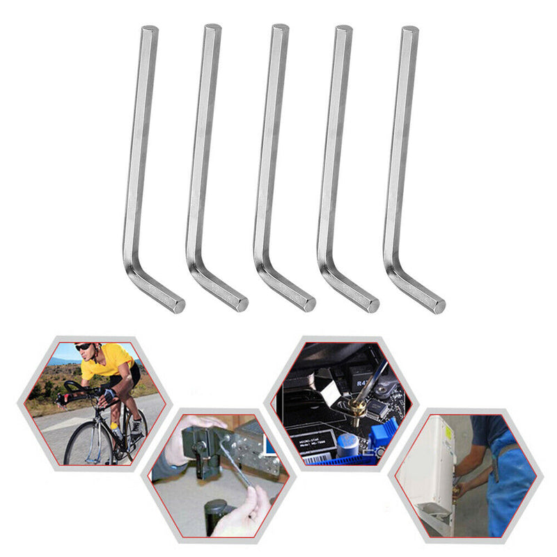 Hex L Shape Allen Key Wrench Metric Nickel Plated Flat Head Spanner (5pcs)
