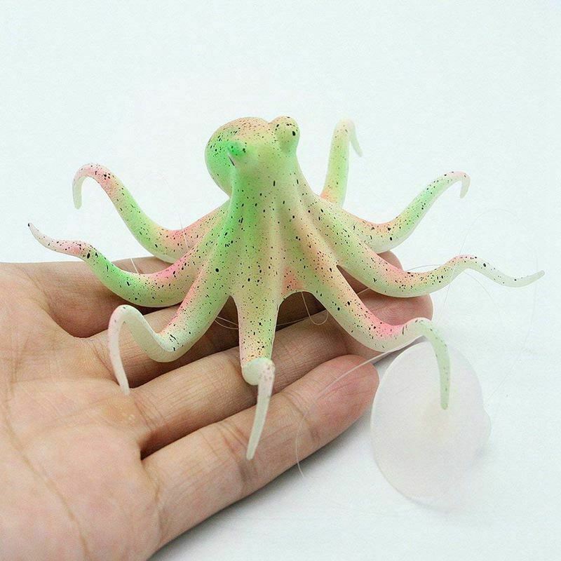 Fluorescent silicone Octopus Decorations With Cup Sucker for Green Aquarium