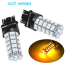 2Pcs Yellow 3157 3156 Car Reverse Light Backup 68-SMD LED Bulb Lights  OZ