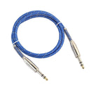 Nylon Braided 6.35mm 1/4 TRS Male Cable Patch Connector for Guitar Bass 1m
