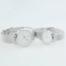 Gorgeous Quartz Analog Couple Watch with Rhinestone Decor White Dial A