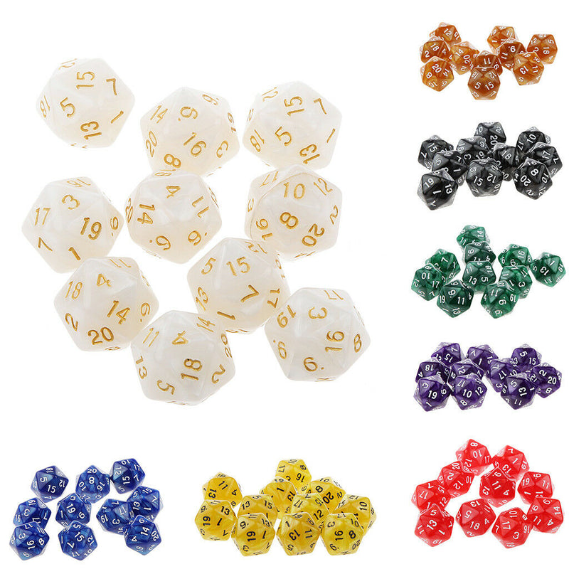 20x 20 Sided Dice D10 Polyhedral Dices Set for Dungeons &Dragons DND RPG MTG