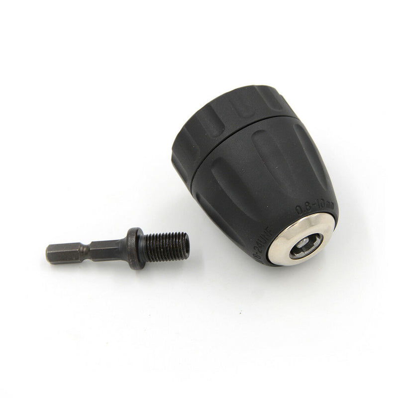 10mm 3/8'' 24UNF Keyless Drill Chuck Converter & 1/4'' Hex Shank Adaptor T a Gw