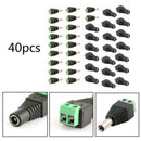 40Pcs Power Cable Female & Male Plug Connector DC 5.5mm x 2.1mm For CCTV Camera