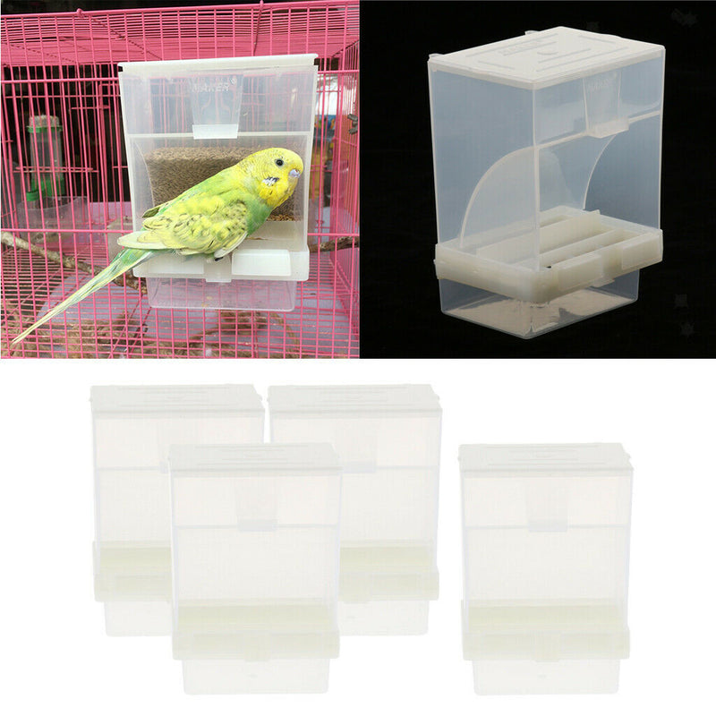 4x No Mess Bird Feeder Parrot Integrated Automatic Feeder for Budgerigar Canary
