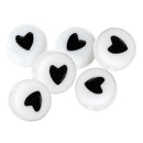 50Pcscrylic Heart Love Coin Round Flat Spacer Beads 7mm Black  White New