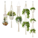 5-Pack Macrame Plant Hangers, Different Tiers, Handmade Cotton Rope Hanging