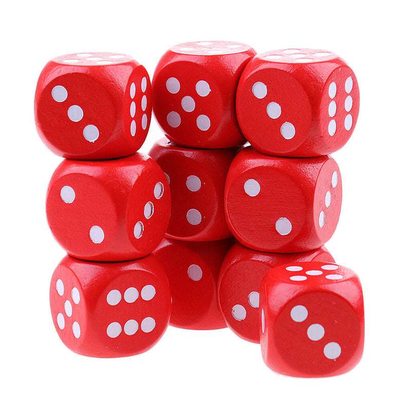 Collectible D6 Wooden Dice Dotted 10x for Table Card Game MTG DND Prop Red