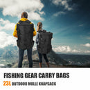 Large Fishing Tackle Backpack Cylindrical Fishing Gear Storage Bags (Black)