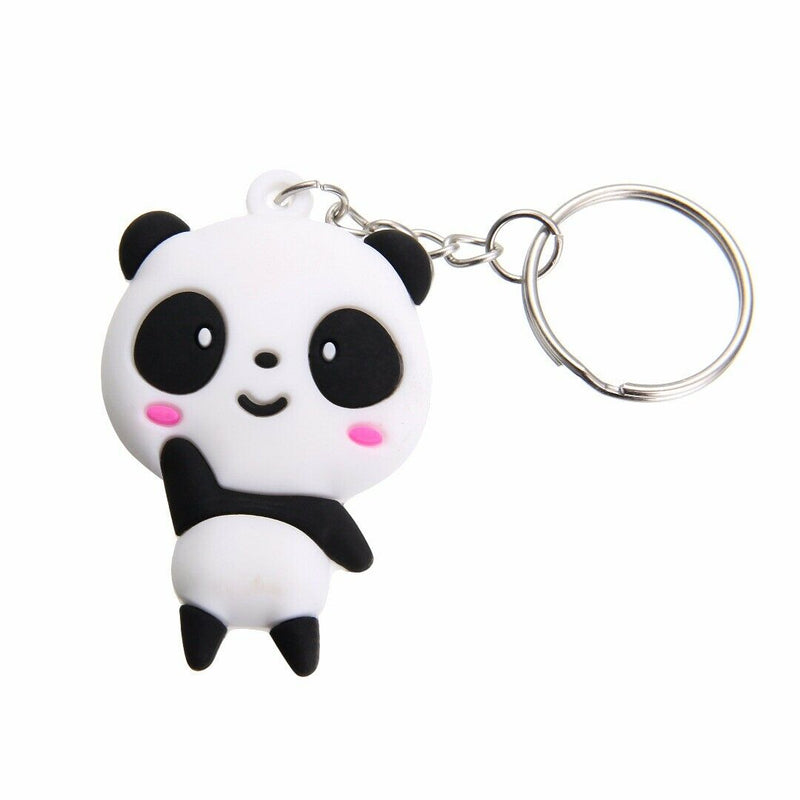 Cute Cartoon Panda Keychain Keyring Bag Pendant Silicone Key Ring Chain Gift