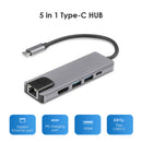 5 in 1 Type C Docking HUB Converter HDMI 2 USB 3.0 Gigabit LAN RJ45 Adapter