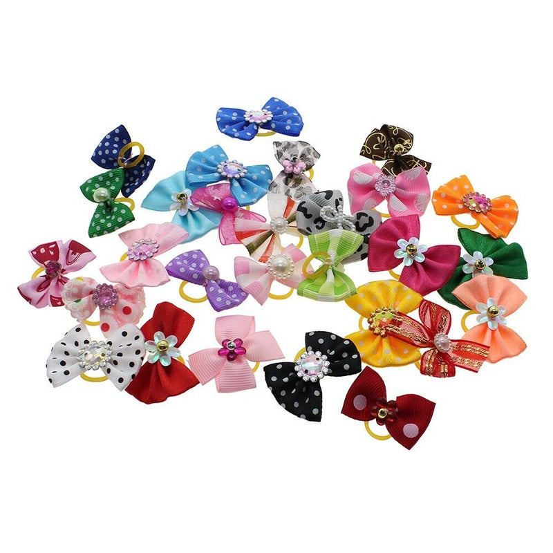 5pcs Cute Pet Dog Cat Hair Bows Puppy Accessories Handmade Bow Tie Nylon Canvas