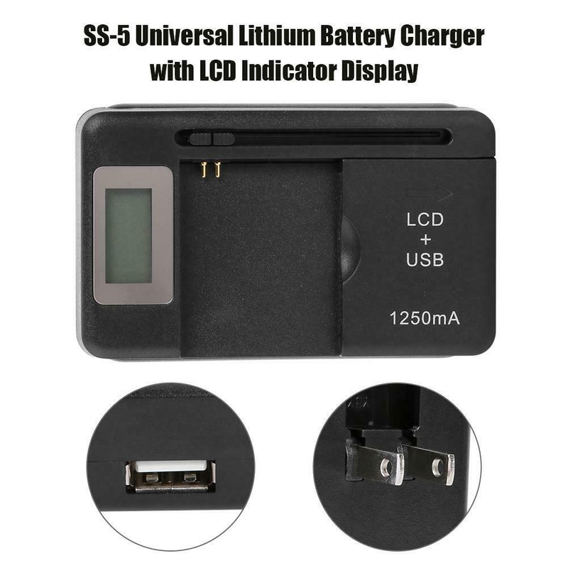 SS-5 Universal Battery Charger USB Phone Charger with LCD Indicator Display