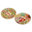 10pcs Flower Floral Printed 4-holes Wooden Buttons for Sewing Craft DIY 50mm