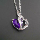 Crystal Pendant Necklace Love Heart Clavicle Chain Jewelry Gift (Purple)