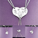 Necklace Broken Heart Pendant Puzzle Little Middle Big Sister Famly Chain FU