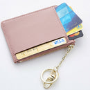 Short Leather ID Credit Card Holder Casual Wallets Coin Purse with Keychain