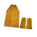 Welder Apron Heat Insulation Cowhide Leather +1 Pair Yellow Welding Gloves
