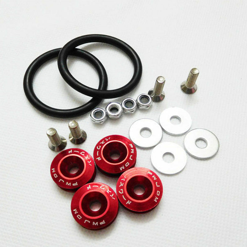 1-Set JDM Universal Quick Release Fasteners Red Kit Fit For Bumper & Trunk Hatch