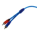 2 female to 2 pieces Male RCA Speaker Splitter Cable Adapter Blue 12