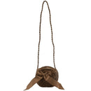 Women Beach Bag Round Straw Crochet Shoulder Summer Bag Purseï¼ˆLight Brownï¼‰