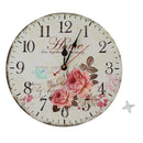 rose flower butterfly Round Creative Wood wall clock