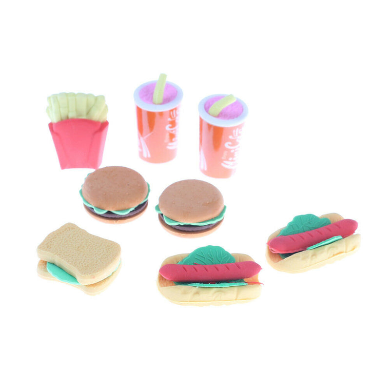 8PCS Plastic Children Kids Hamburger Chips Cola Food Pretend Role Play Set  â„–[