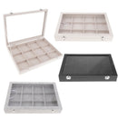 Jewelry Display Showcase with Transparent Glass Cover Black
