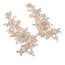 2 Pack Flower Embroidered Appliques Lace Fabric Ribbon Trim Patch Embroidery