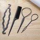 4pcs Hair Styling Tools Ponytail Braider Hair Bun Maker Plastic Loop (2) A