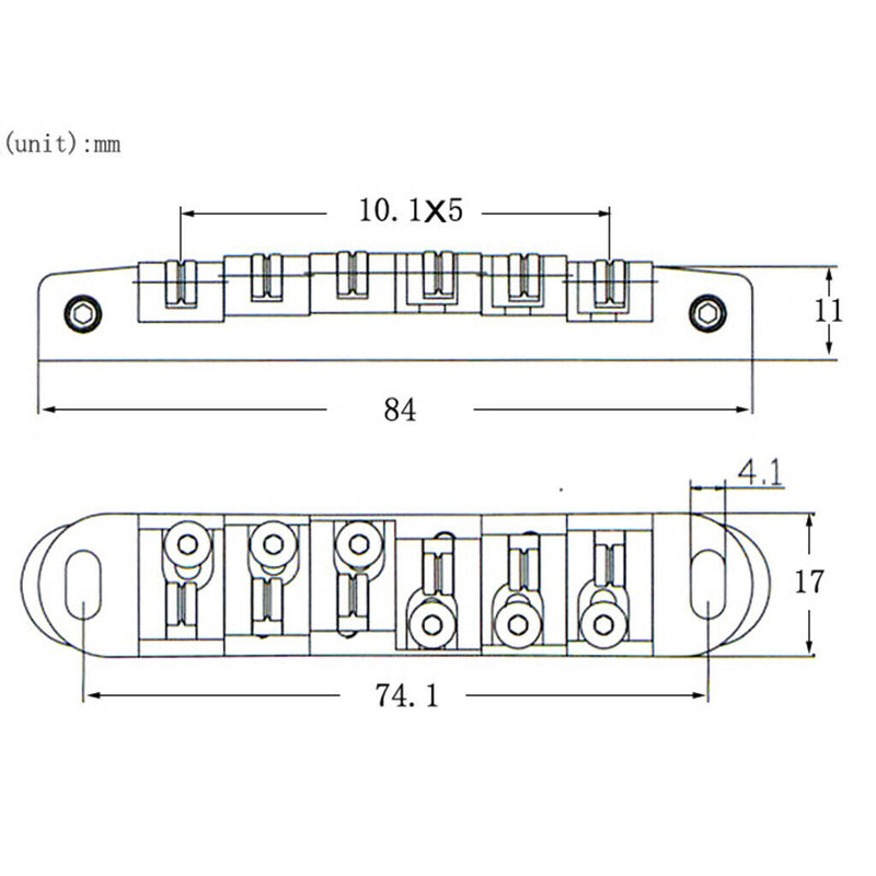 1 Set Roller Saddle Locking Bridge with Studs for Les Paul LP Guitar Black