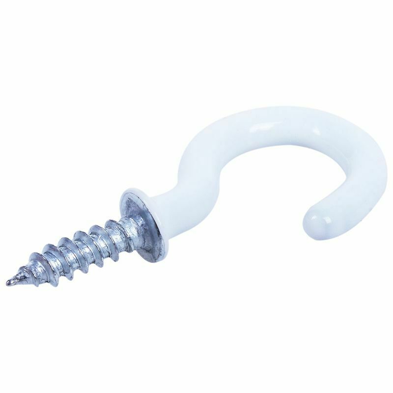 1.1 inchCup Mug Hooks Shouldered Metal Screw-in plastic coated Hanging whti Y7V7