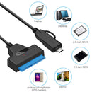 20cm USB 3.0 USB C to SATA 2 in 1 Converter Cable Support 2.5 inch SATA SSD