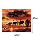 DIY Digital Painting Digital Oil Painting Frameless Sunset Elephant Animal U9Y9