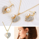 Women Heart Jewelry Set Diamond Jewelry Set Sweater Necklace Earrins