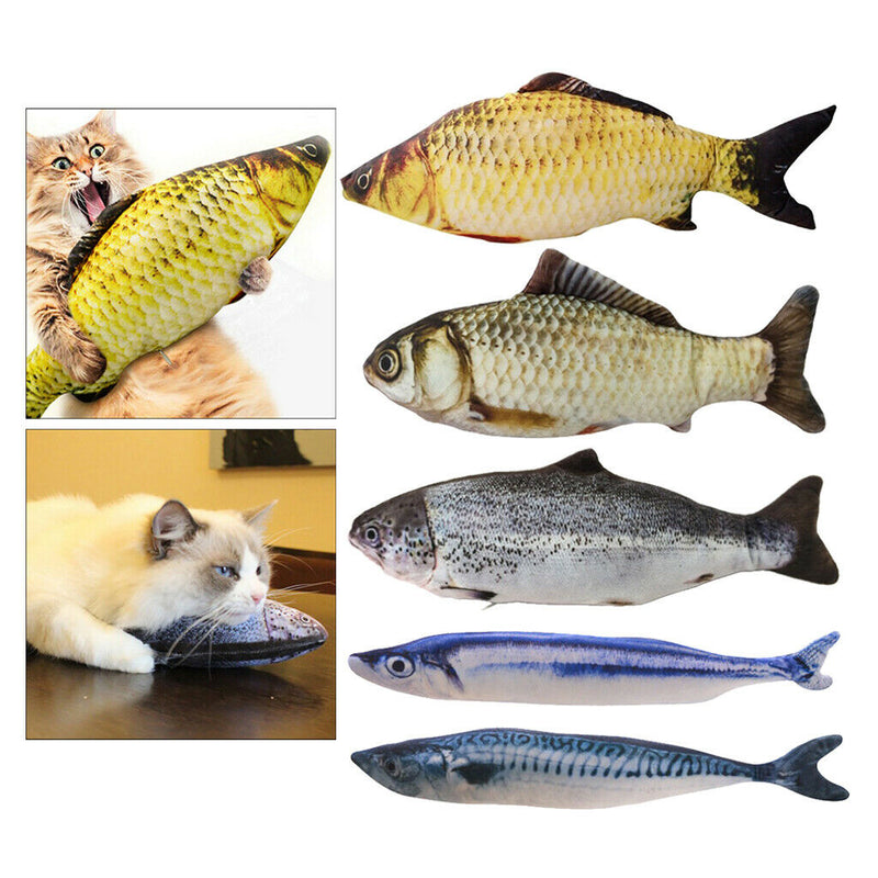 2pcs Pet Kitten Moving Wagging Fish Toys Cat Chew Training Kicker For Cat