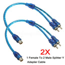 2X Car Home RCA Y Splitter Lead Adapter Cable 1 Male To 2 Female Connector Audio