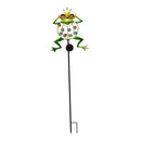 Solar Path Lights Outdoor Decorative Metal Frog Stake with 10 LEDs Globes for