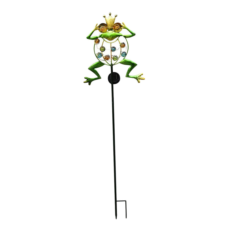 Solar Path Lights Outdoor Decorative Metal Frog Stake with 10 LEDs Globes for
