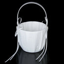 Satin Beading Wedding Flower Girl Basket Rhinestone Flower Decor---White