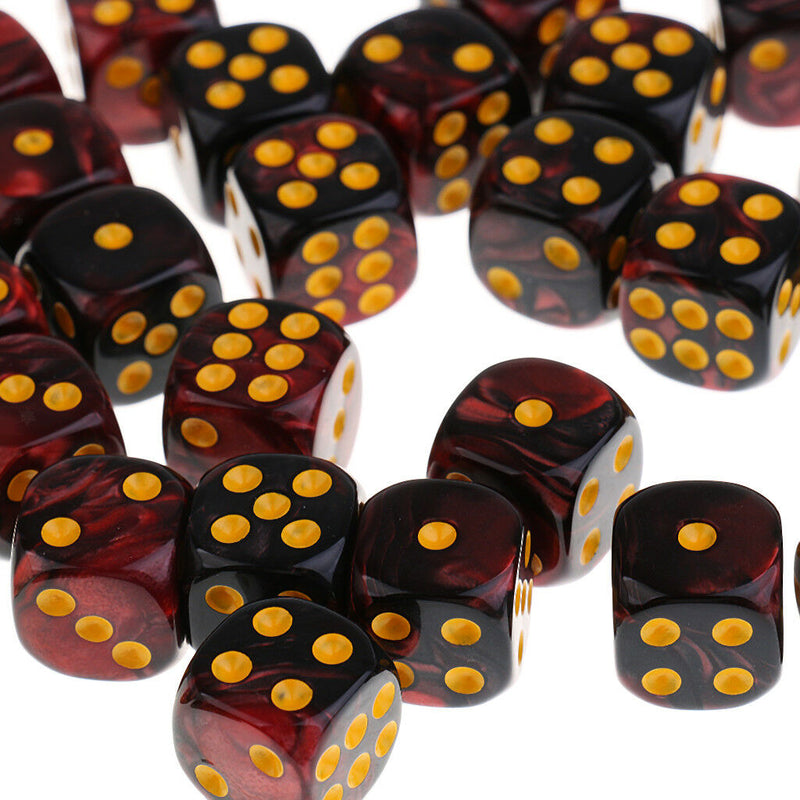 60pcs Acrylic D6 Dices w/ Iron Box Board Card Game Props 0.47inch